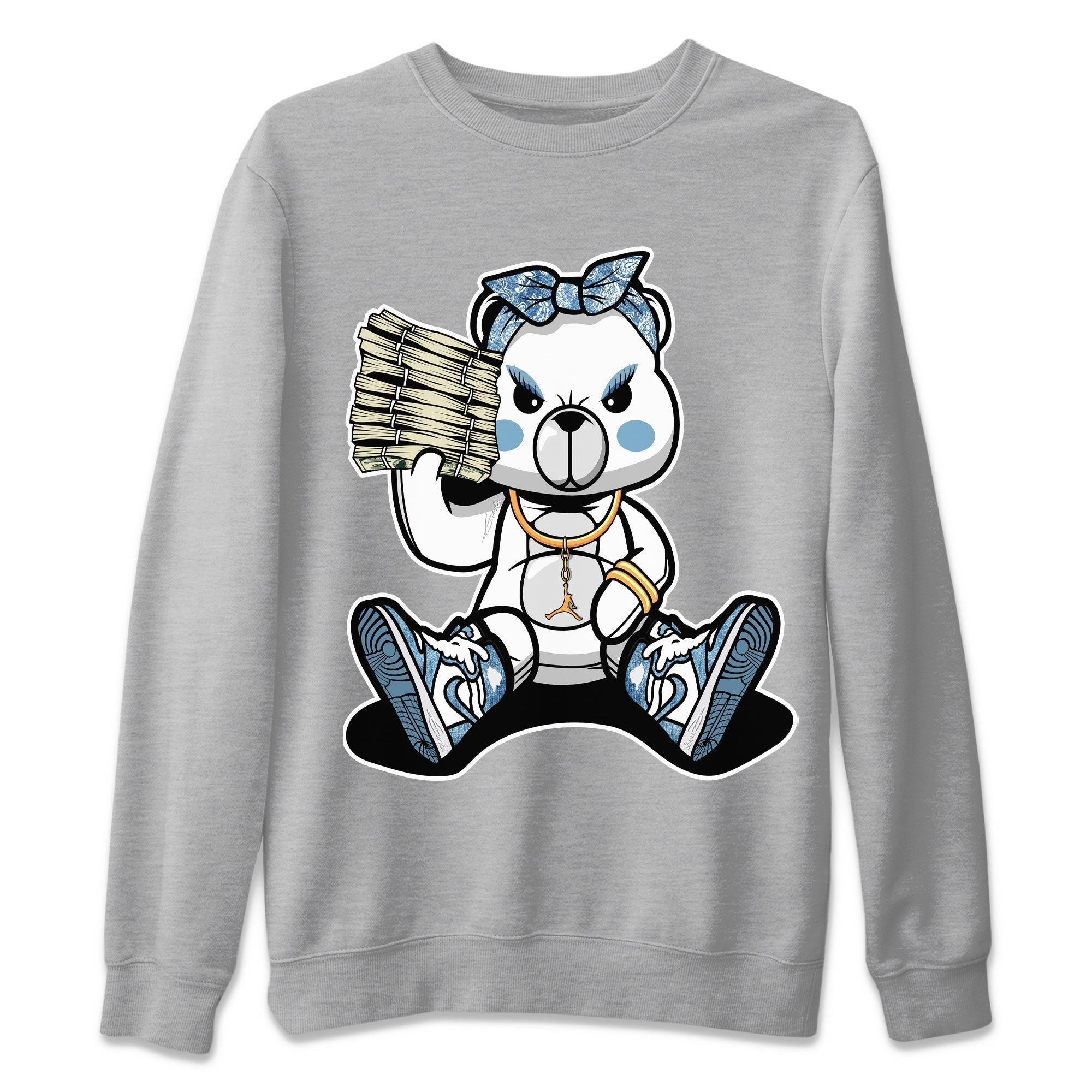 Jordan 1 Denim Sneaker Matching T-Shirt Bad Baby Bear Sneaker Tees Jordan 1 Denim Sneaker Release Tees Crew Neck Tees