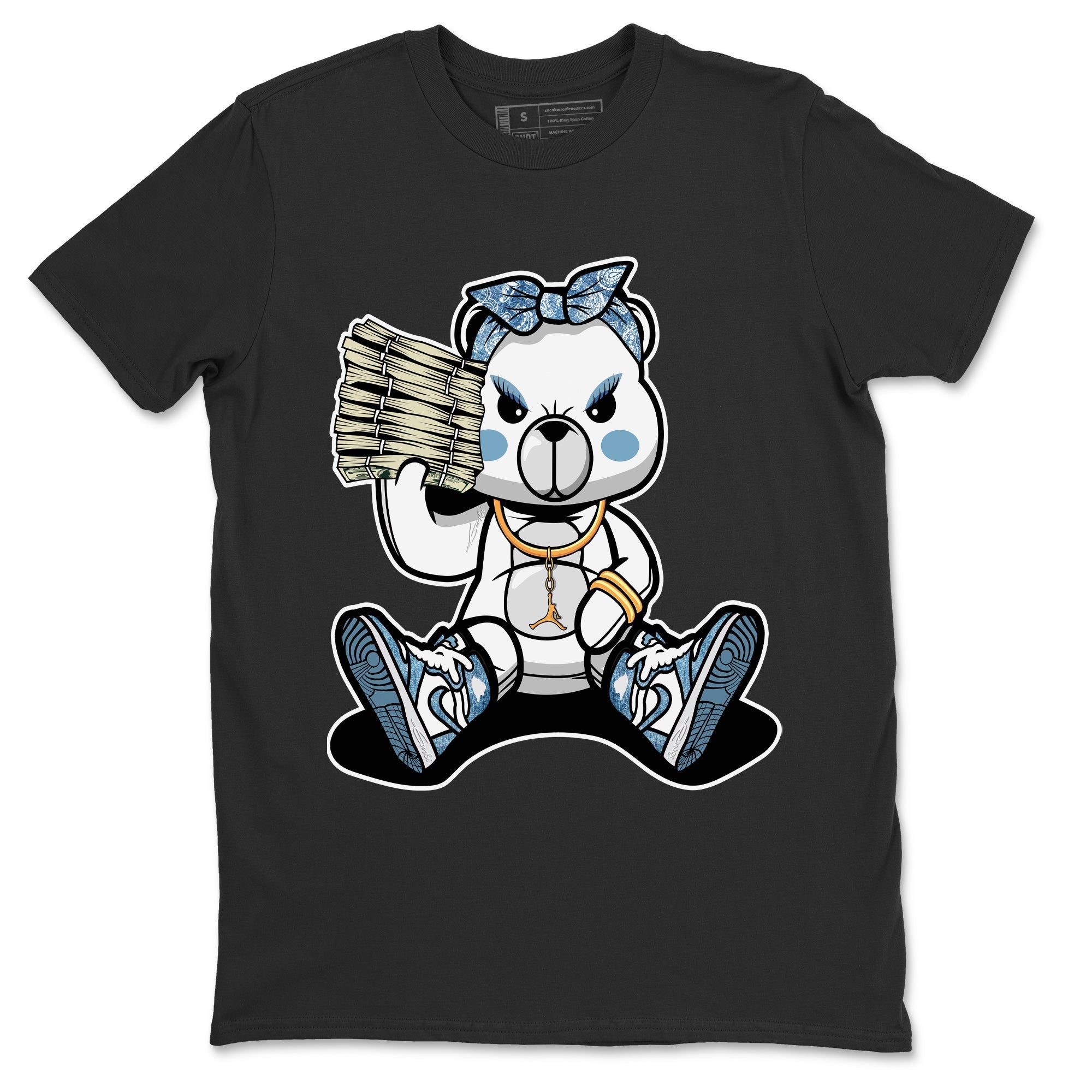 Jordan 1 Denim Sneaker Matching T-Shirt Bad Baby Bear Sneaker Tees Jordan 1 Denim Sneaker Release Tees Crew Neck Tees