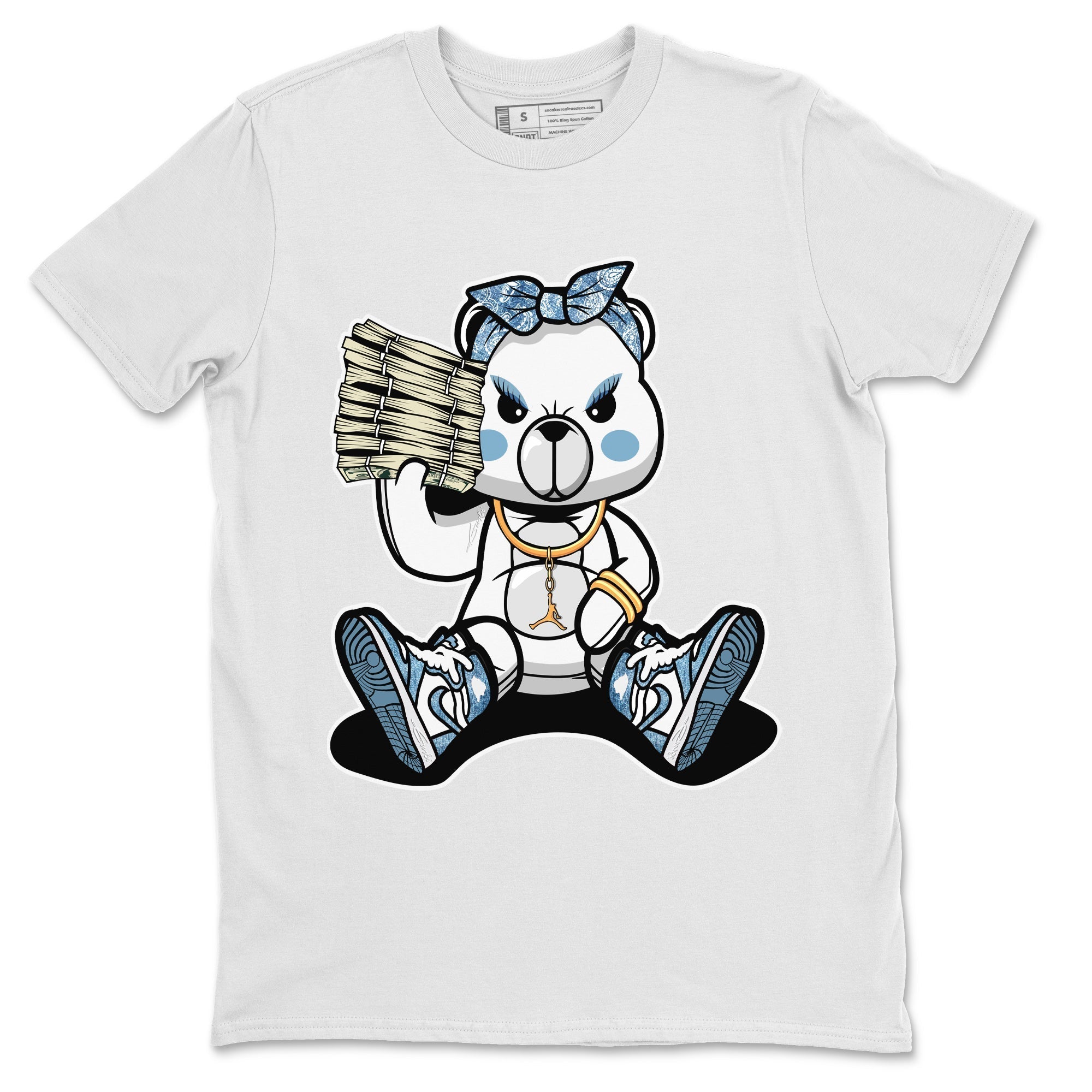 Jordan 1 Denim Sneaker Matching T-Shirt Bad Baby Bear Sneaker Tees Jordan 1 Denim Sneaker Release Tees Crew Neck Tees