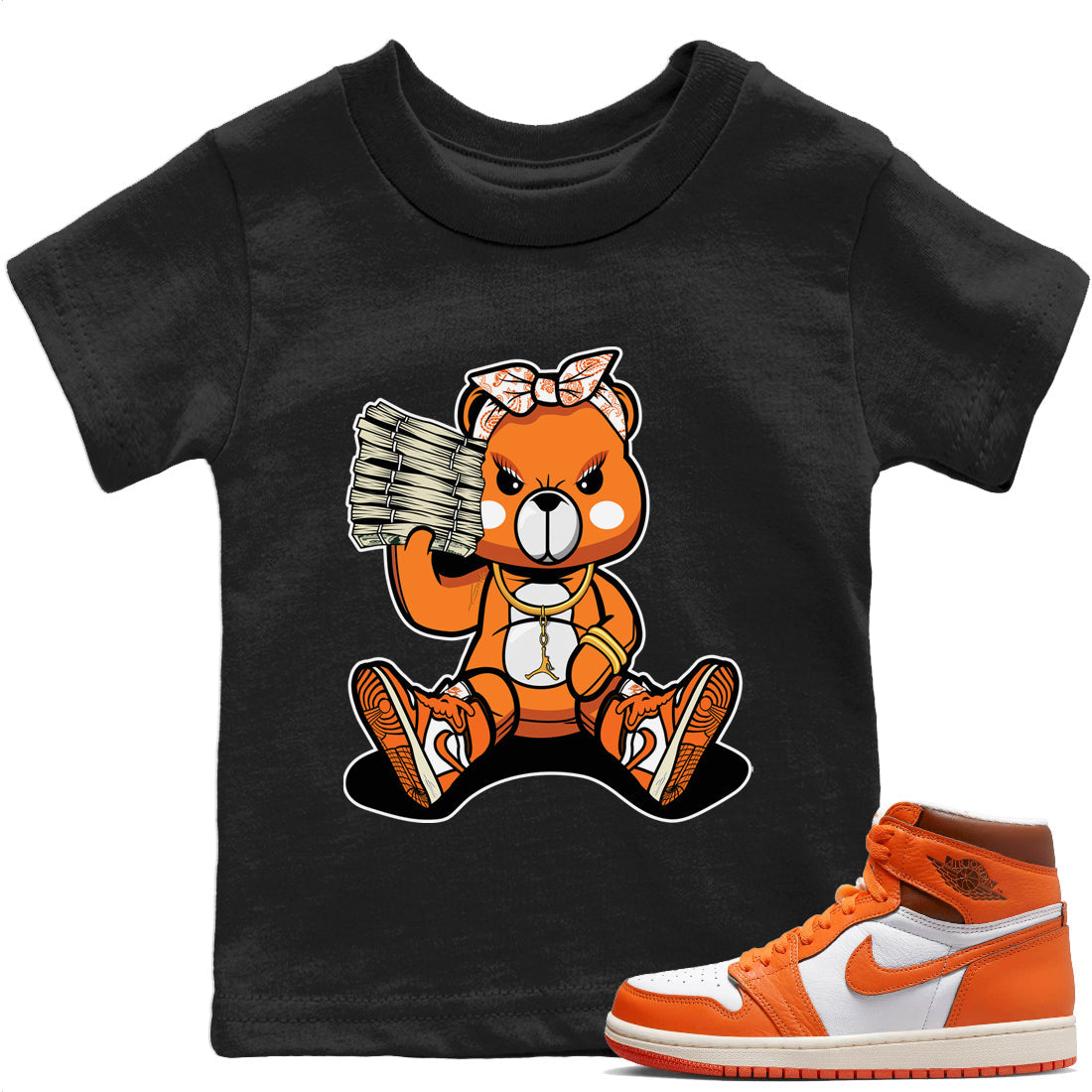 Jordan 1 Starfish Sneaker Matching T-Shirt Bad Baby Bear Sneaker Tees Jordan 1 Starfish Sneaker Release Tees Kids Shirts