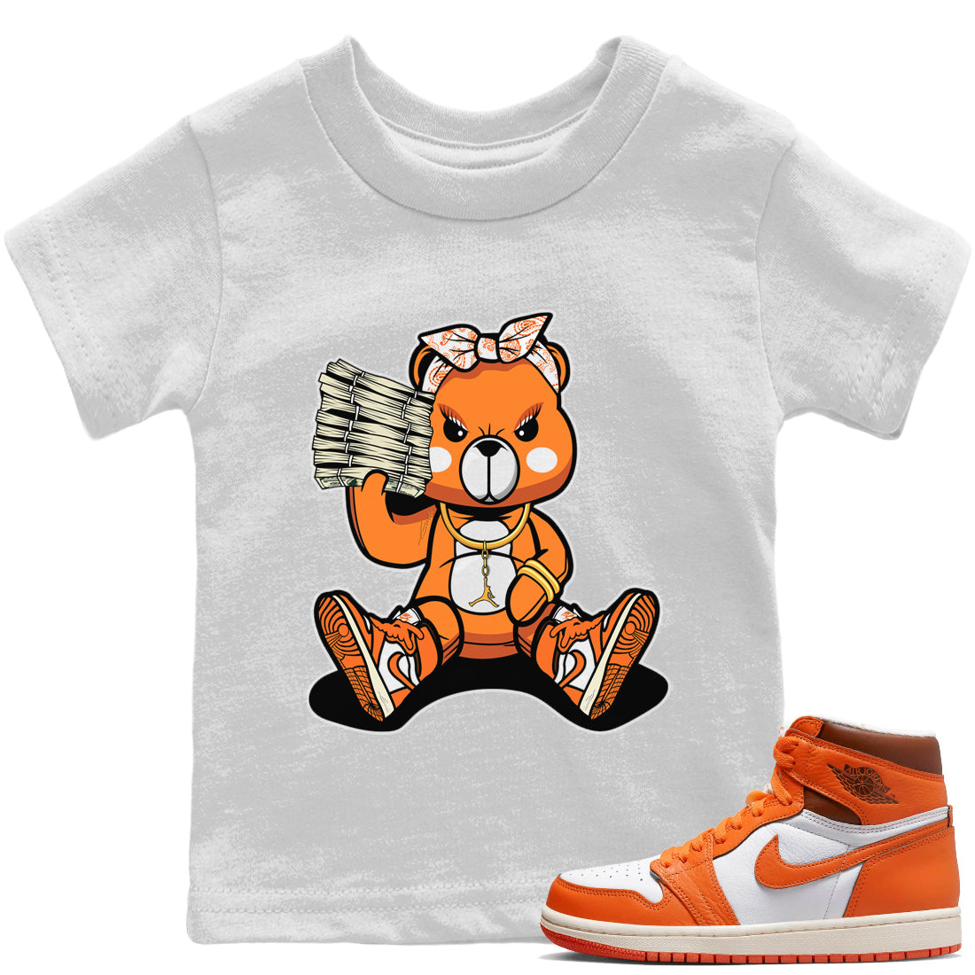 Jordan 1 Starfish Sneaker Matching T-Shirt Bad Baby Bear Sneaker Tees Jordan 1 Starfish Sneaker Release Tees Kids Shirts