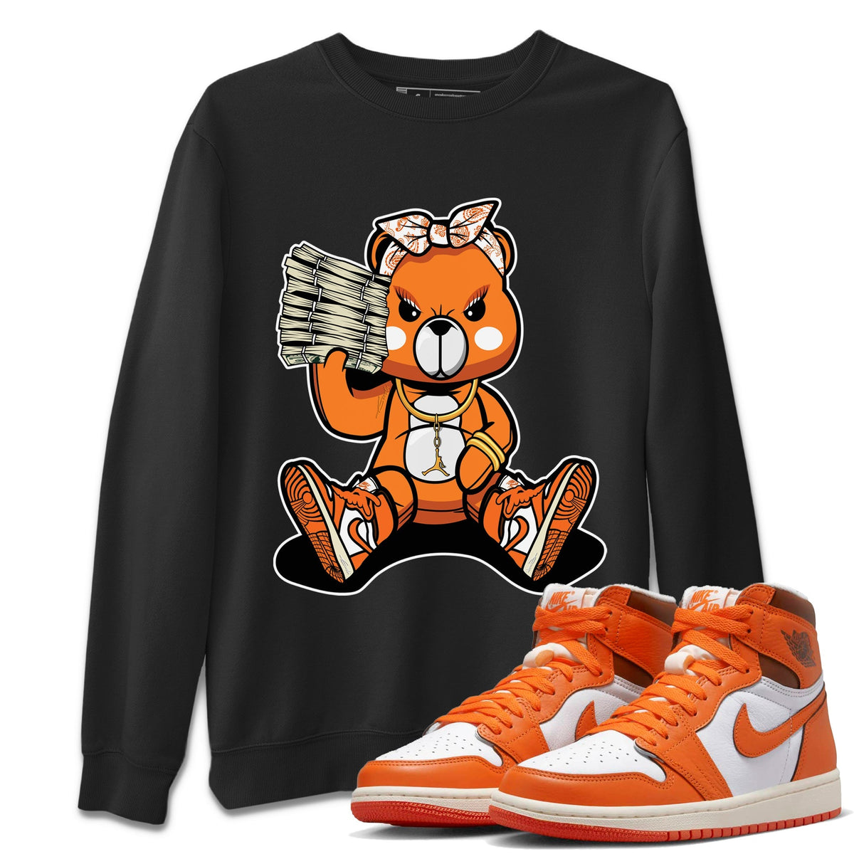 Jordan 1 Starfish Sneaker Matching T-Shirt Bad Baby Bear Sneaker Tees Jordan 1 Starfish Sneaker Release Tees Crew Neck Tees