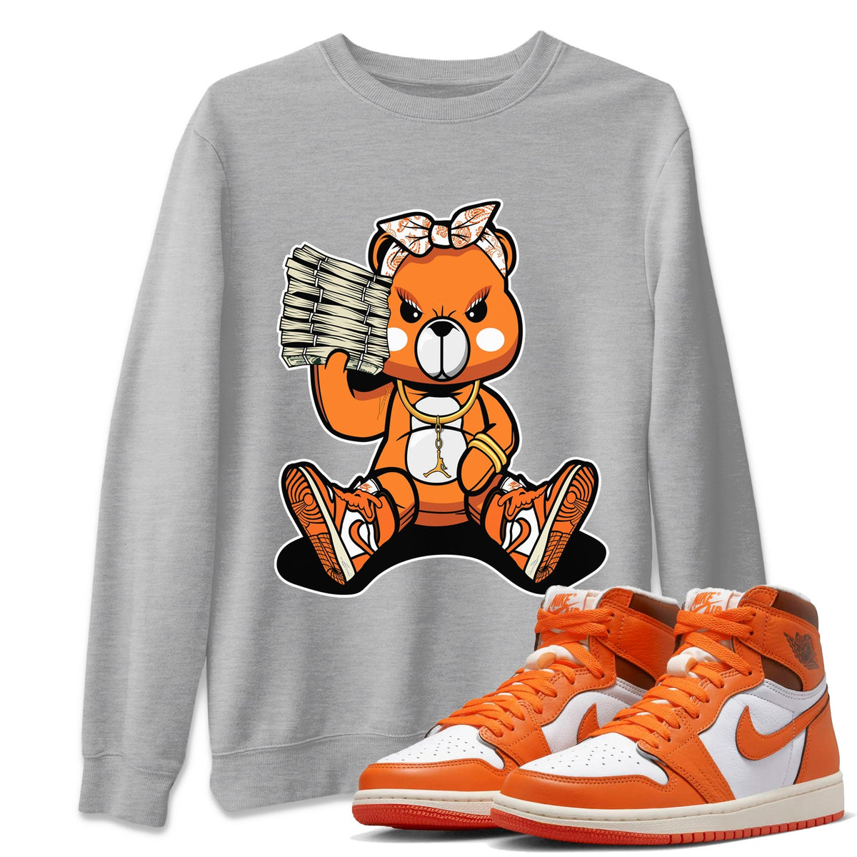 Jordan 1 Starfish Sneaker Matching T-Shirt Bad Baby Bear Sneaker Tees Jordan 1 Starfish Sneaker Release Tees Crew Neck Tees