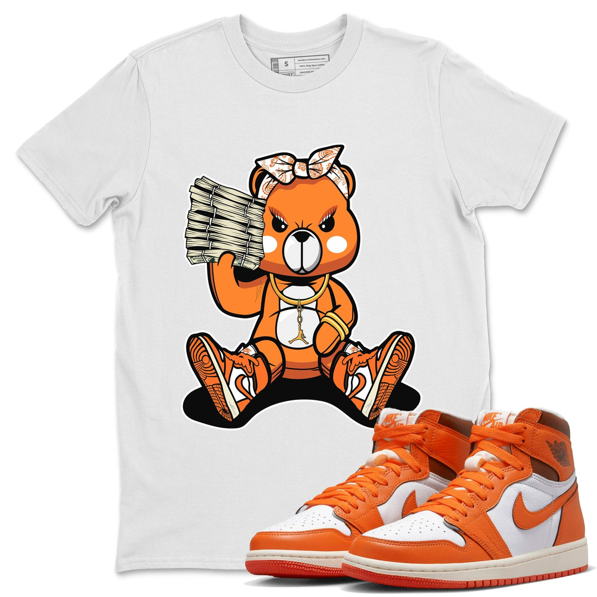 Jordan 1 Starfish Sneaker Matching T-Shirt Bad Baby Bear Sneaker Tees Jordan 1 Starfish Sneaker Release Tees Crew Neck Tees