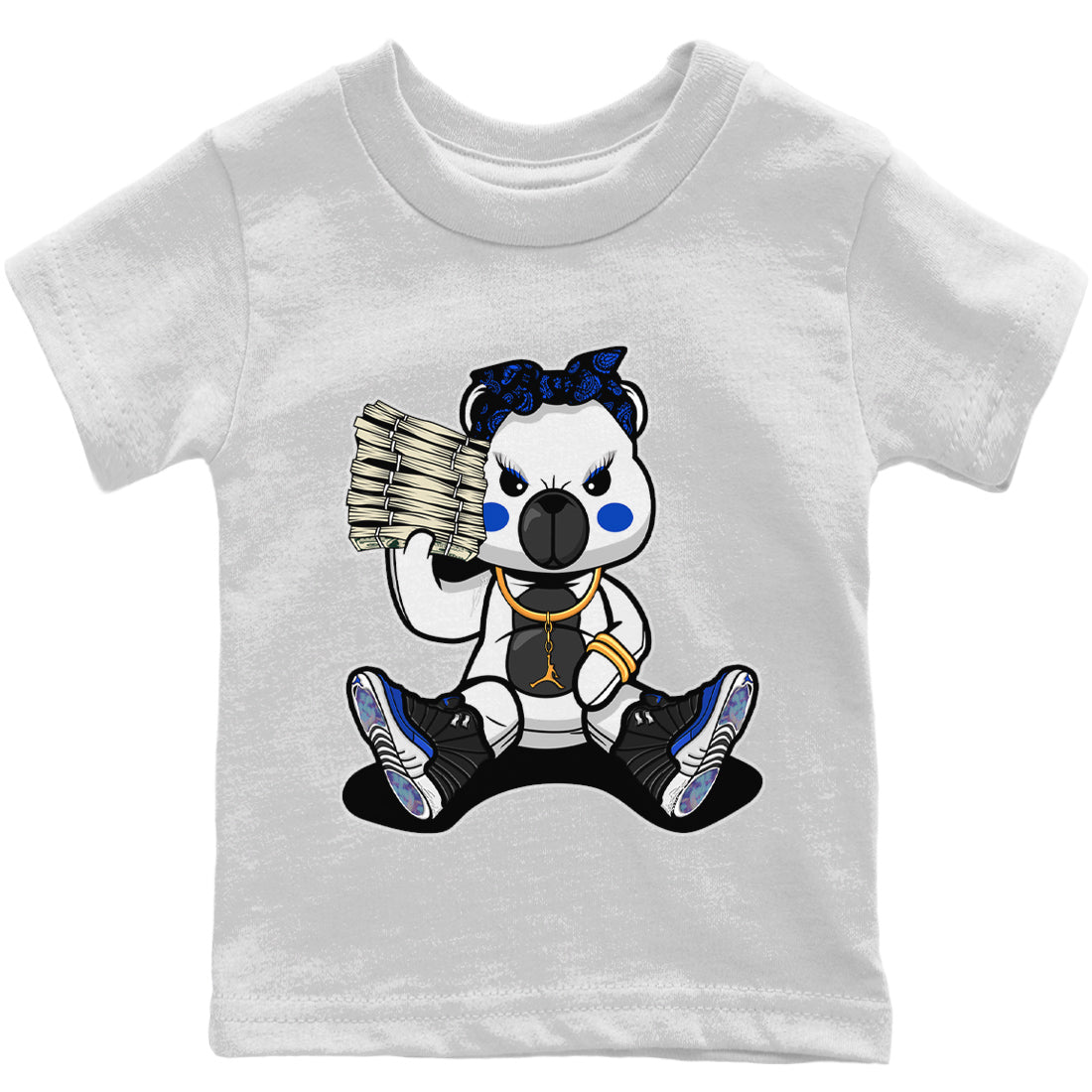 Jordan 12 Hyper Royal Sneaker Matching T-Shirt Bad Baby Bear Sneaker Tees Jordan 12 Hyper Royal Sneaker Release Tees Kids Shirts