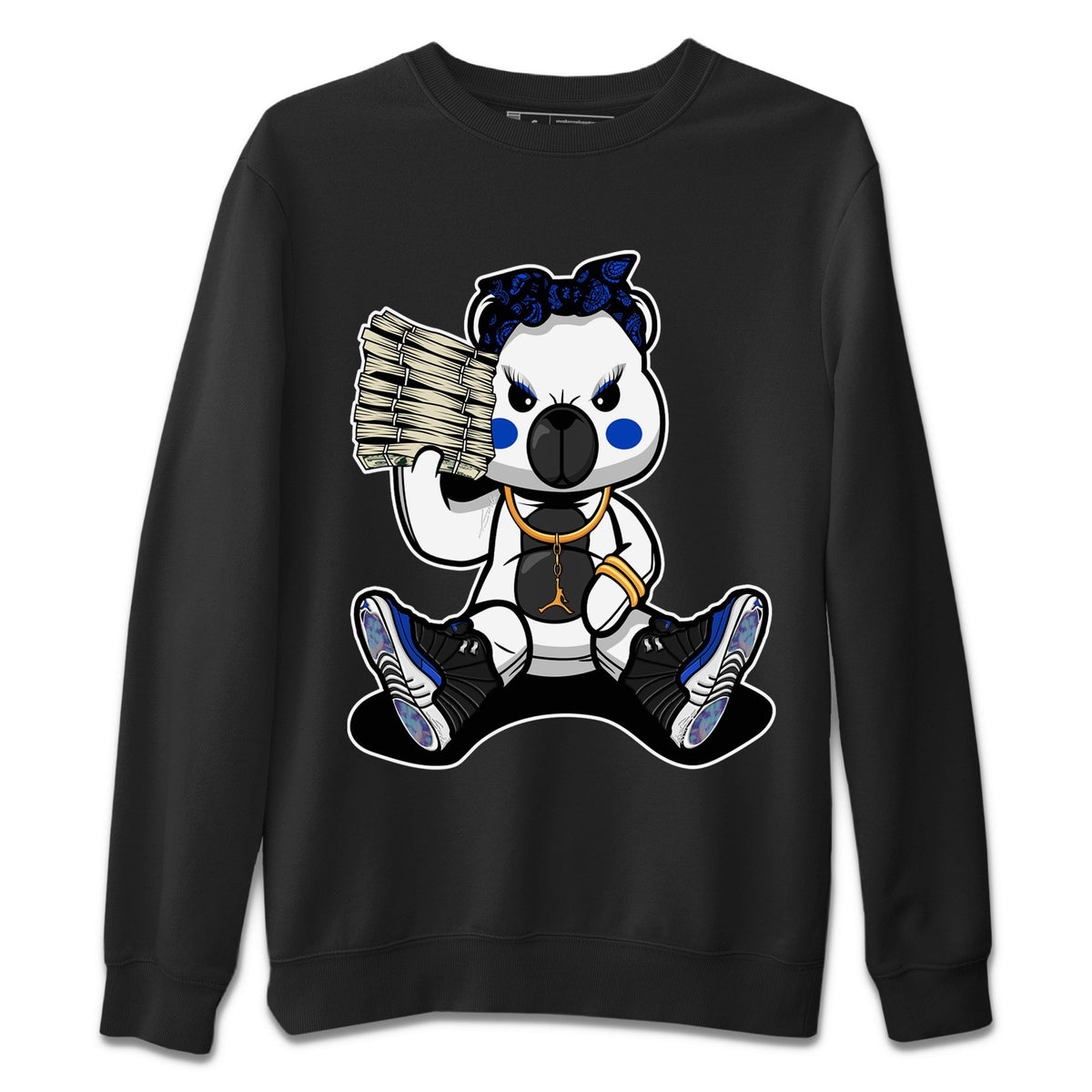 Jordan 12 Hyper Royal Sneaker Matching T-Shirt Bad Baby Bear Sneaker Tees Jordan 12 Hyper Royal Sneaker Release Tees Crew Neck Tees