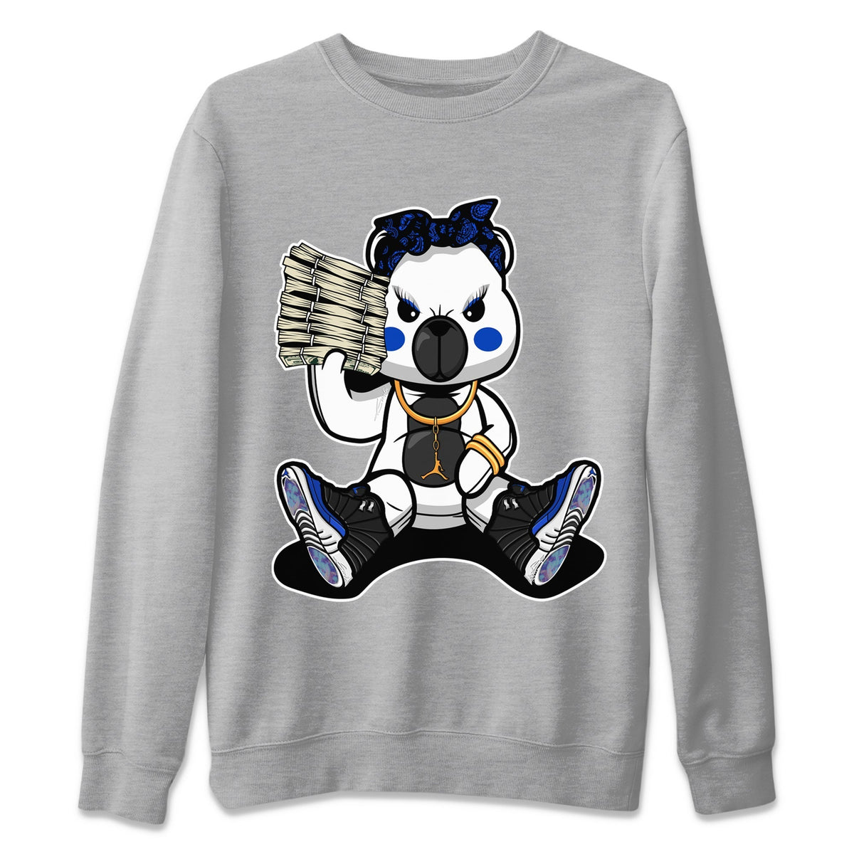 Jordan 12 Hyper Royal Sneaker Matching T-Shirt Bad Baby Bear Sneaker Tees Jordan 12 Hyper Royal Sneaker Release Tees Crew Neck Tees