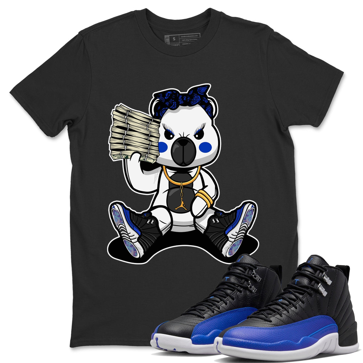 Jordan 12 Hyper Royal Sneaker Matching T-Shirt Bad Baby Bear Sneaker Tees Jordan 12 Hyper Royal Sneaker Release Tees Crew Neck Tees