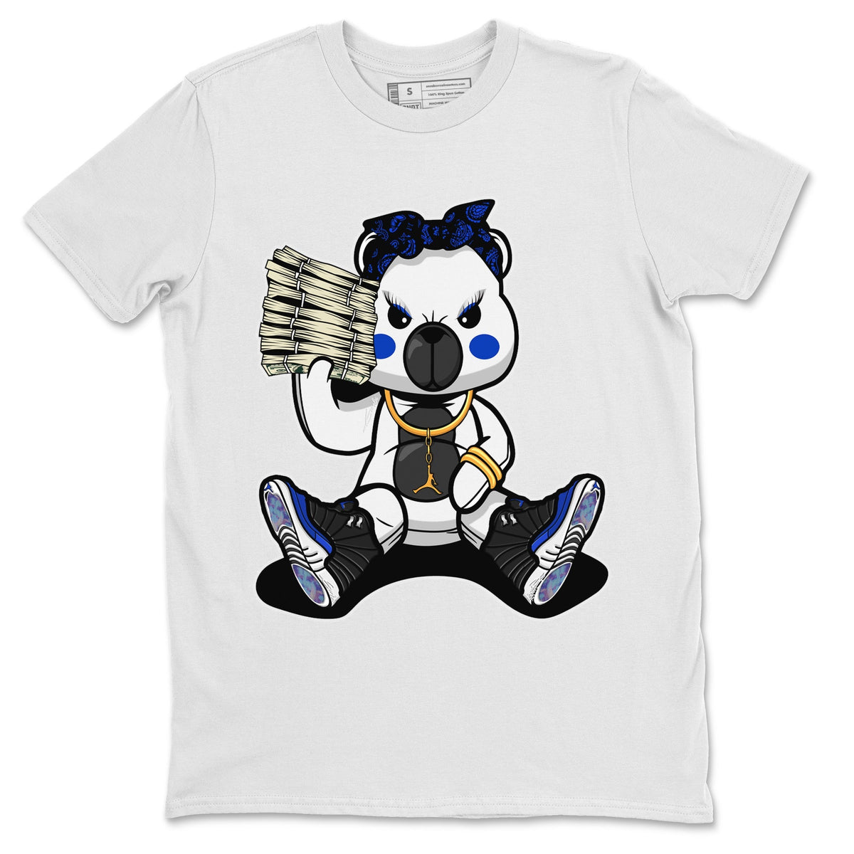 Jordan 12 Hyper Royal Sneaker Matching T-Shirt Bad Baby Bear Sneaker Tees Jordan 12 Hyper Royal Sneaker Release Tees Crew Neck Tees