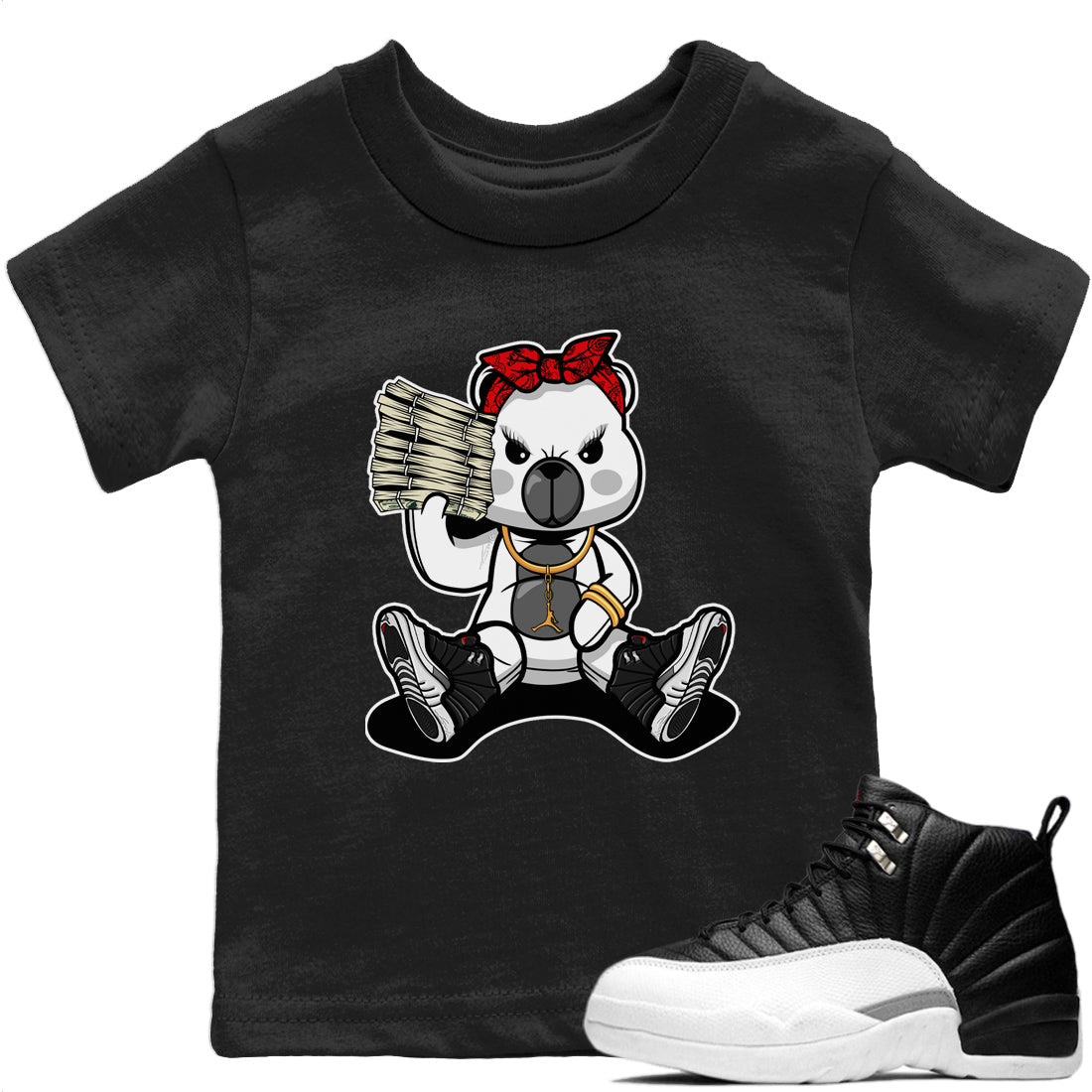 Jordan 12 Playoffs Sneaker Matching T-Shirt Bad Baby Bear Sneaker Tees Jordan 12 Playoffs Sneaker Release Tees Kids Shirts