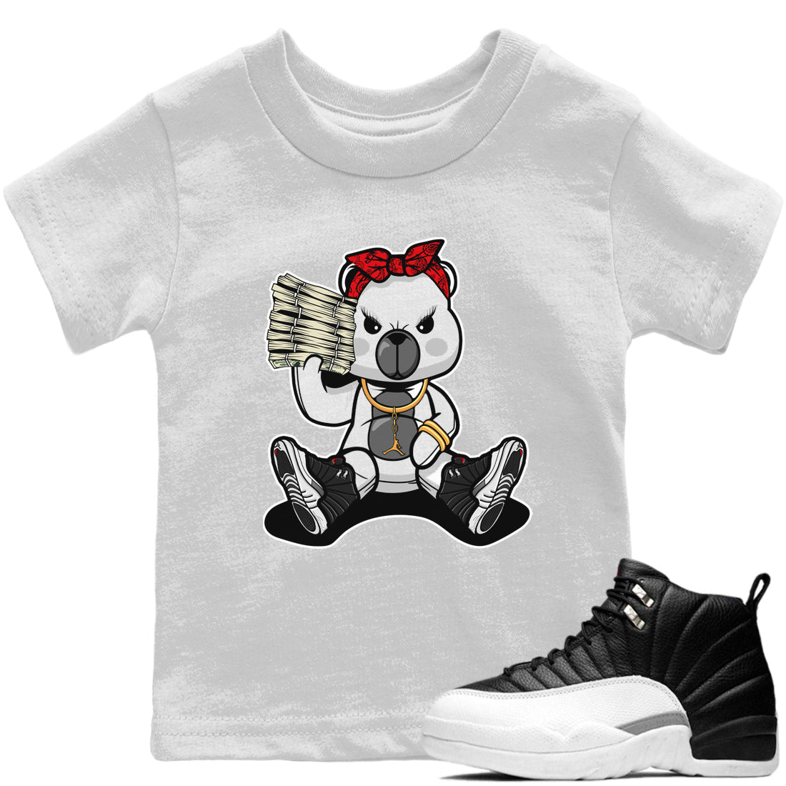 Jordan 12 Playoffs Sneaker Matching T-Shirt Bad Baby Bear Sneaker Tees Jordan 12 Playoffs Sneaker Release Tees Kids Shirts