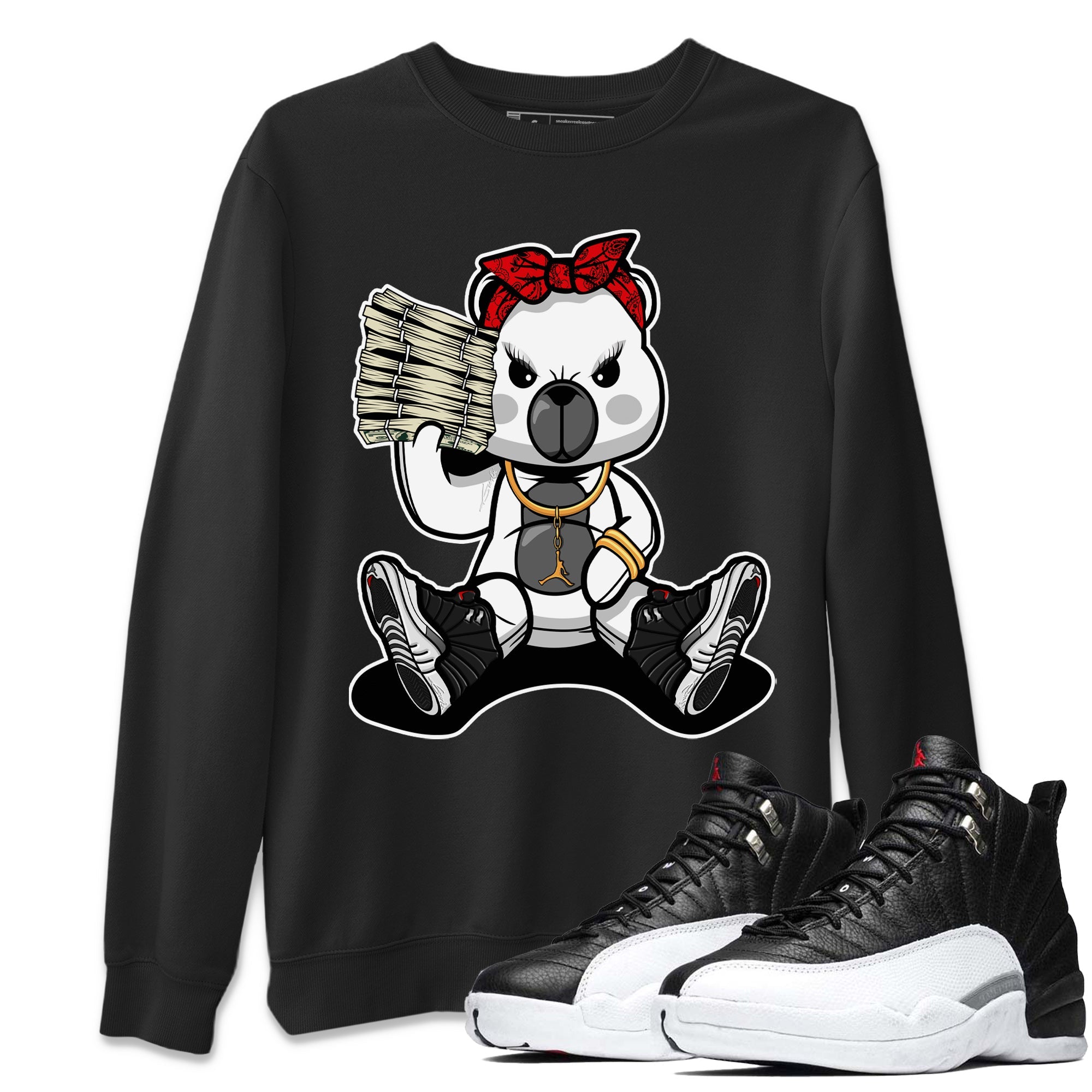 Jordan 12 Playoffs Sneaker Matching T-Shirt Bad Baby Bear Sneaker Tees Jordan 12 Playoffs Sneaker Release Tees Crew Neck Tees