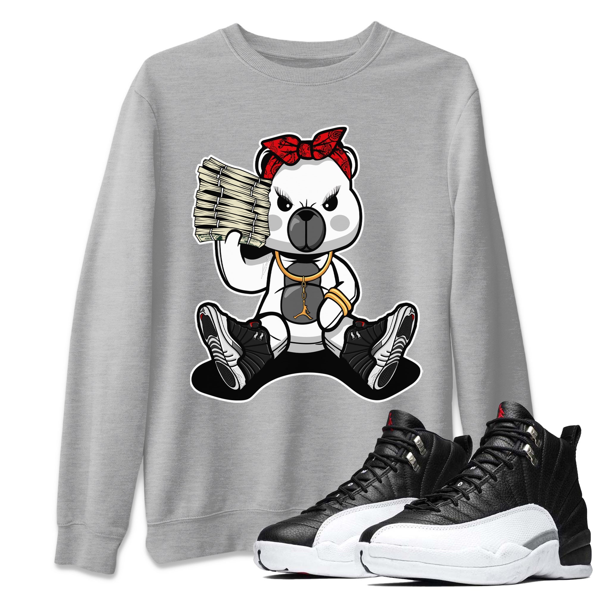 Jordan 12 Playoffs Sneaker Matching T-Shirt Bad Baby Bear Sneaker Tees Jordan 12 Playoffs Sneaker Release Tees Crew Neck Tees