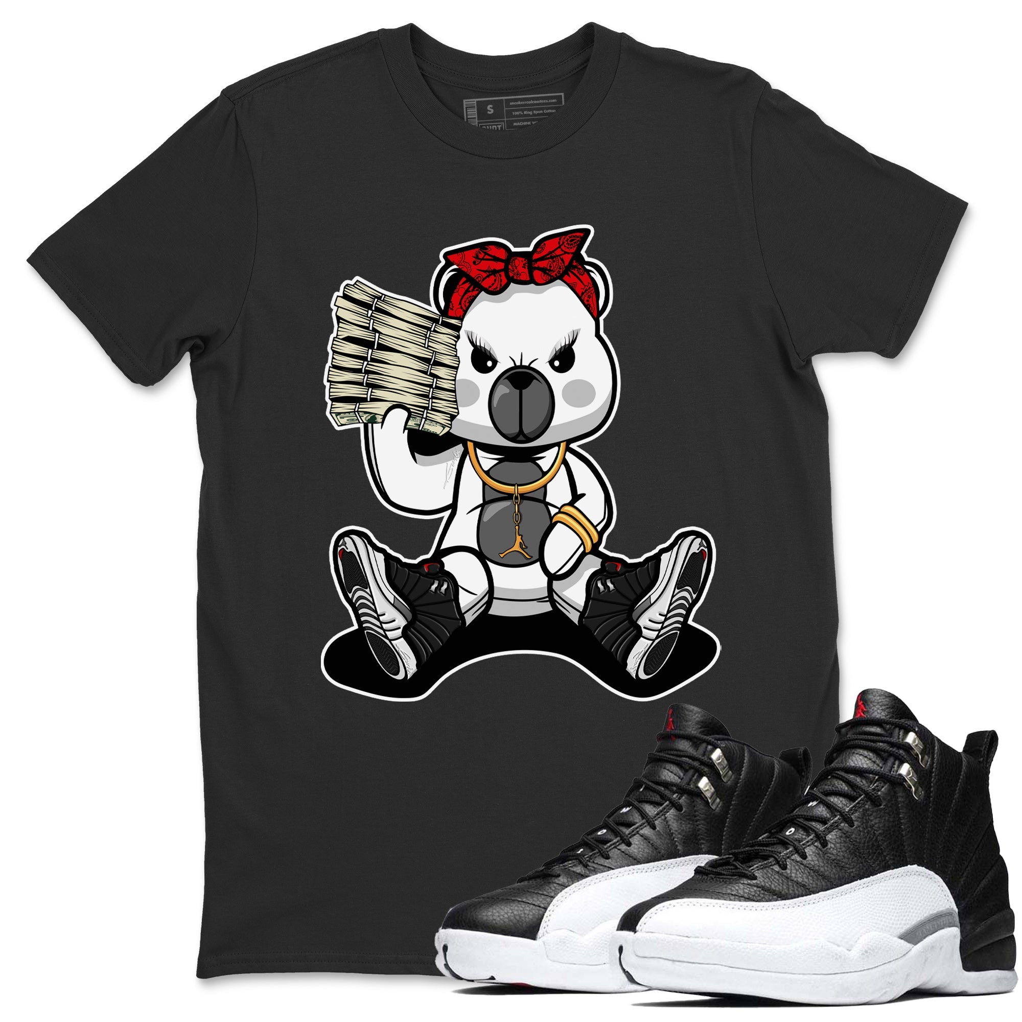 Jordan 12 Playoffs Sneaker Matching T-Shirt Bad Baby Bear Sneaker Tees Jordan 12 Playoffs Sneaker Release Tees Crew Neck Tees