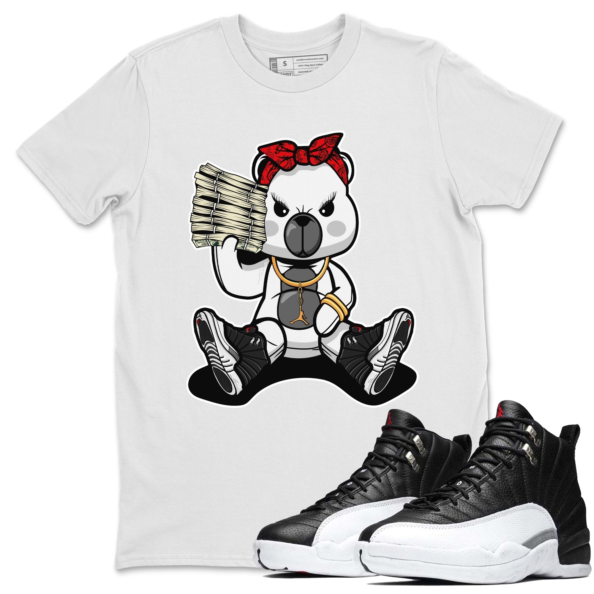 Jordan 12 Playoffs Sneaker Matching T-Shirt Bad Baby Bear Sneaker Tees Jordan 12 Playoffs Sneaker Release Tees Crew Neck Tees
