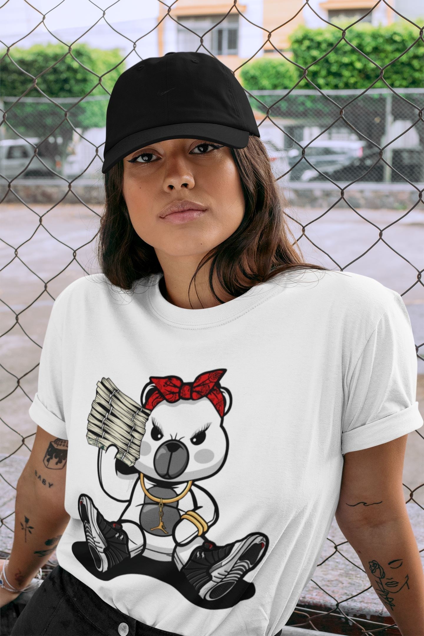 Jordan 12 Playoffs Sneaker Matching T-Shirt Bad Baby Bear Sneaker Tees Jordan 12 Playoffs Sneaker Release Tees Crew Neck Tees