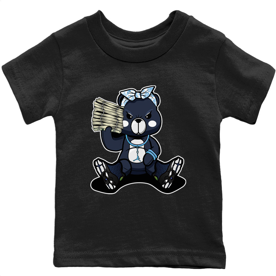 Jordan 13 Brave Blue Sneaker Matching T-Shirt Bad Baby Bear Sneaker Tees Jordan 13 Brave Blue Sneaker Release Tees Kids Shirts