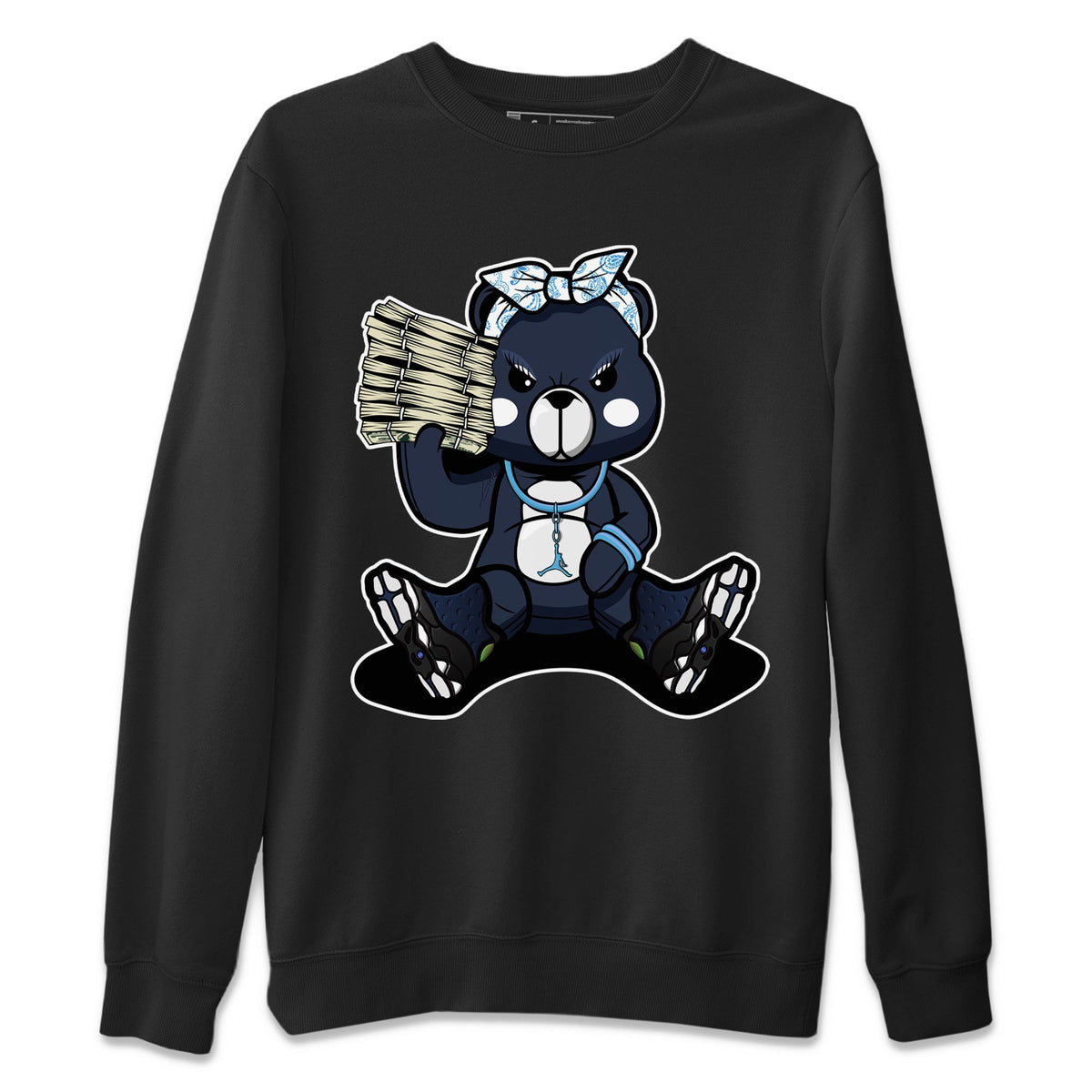 Jordan 13 Brave Blue Sneaker Matching T-Shirt Bad Baby Bear Sneaker Tees Jordan 13 Brave Blue Sneaker Release Tees Crew Neck Tees