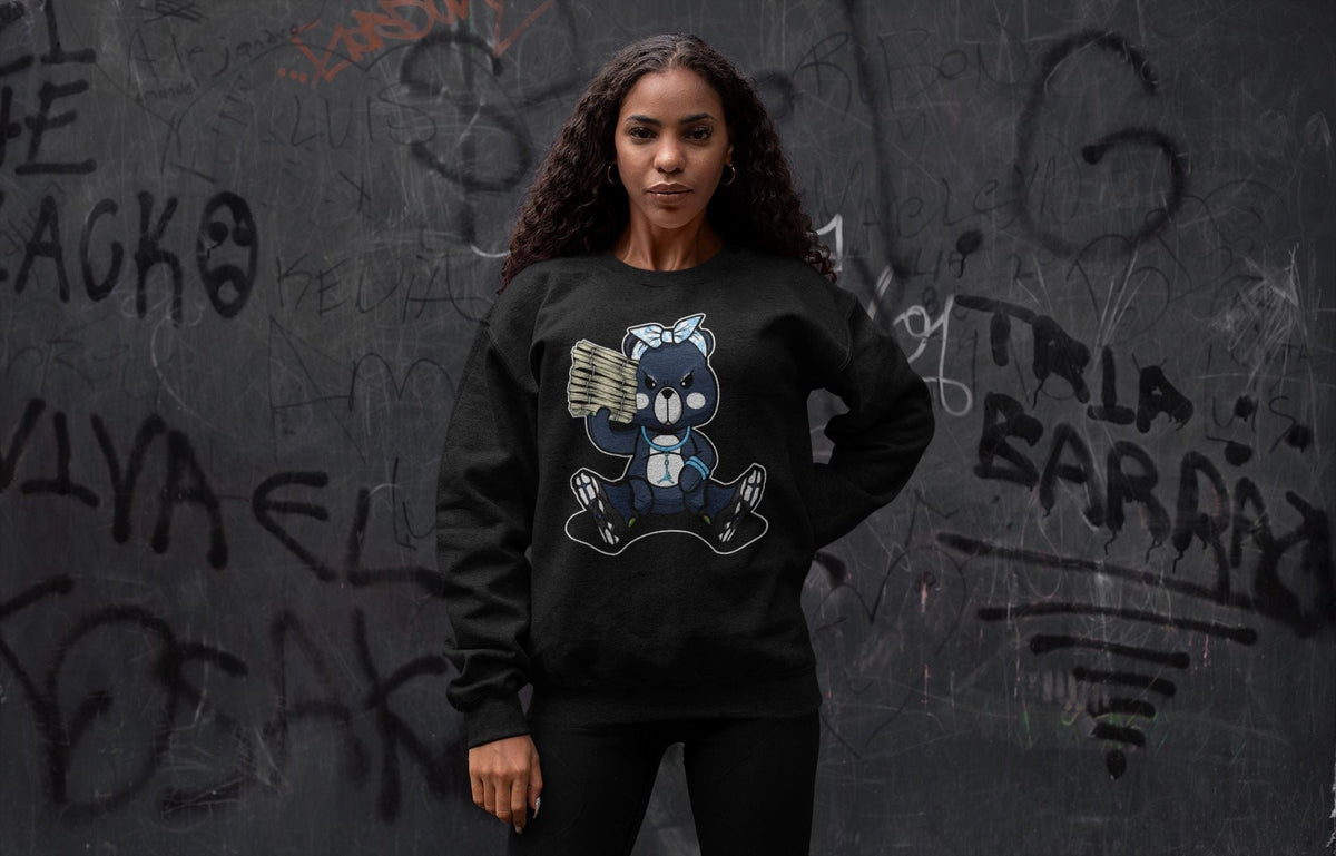 Jordan 13 Brave Blue Sneaker Matching T-Shirt Bad Baby Bear Sneaker Tees Jordan 13 Brave Blue Sneaker Release Tees Crew Neck Tees
