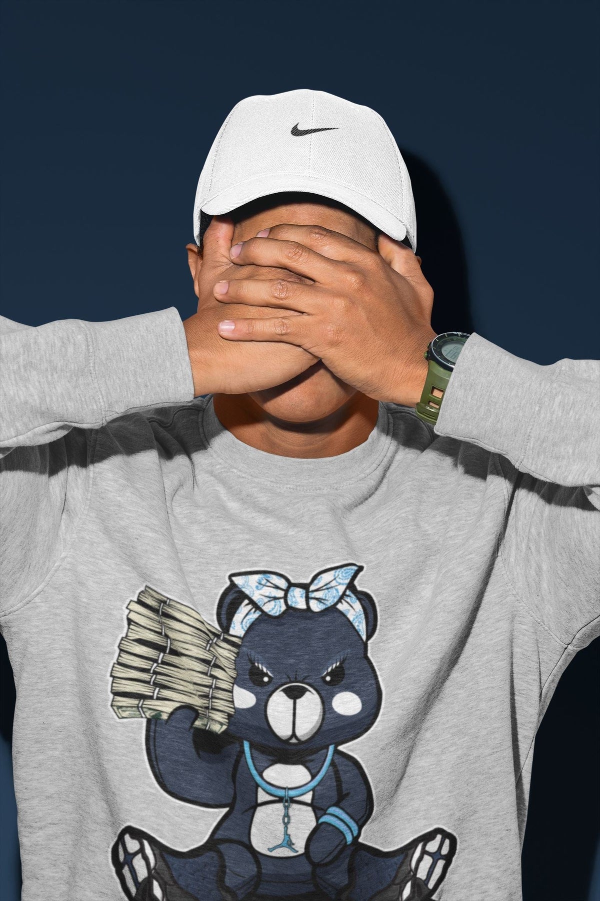Jordan 13 Brave Blue Sneaker Matching T-Shirt Bad Baby Bear Sneaker Tees Jordan 13 Brave Blue Sneaker Release Tees Crew Neck Tees