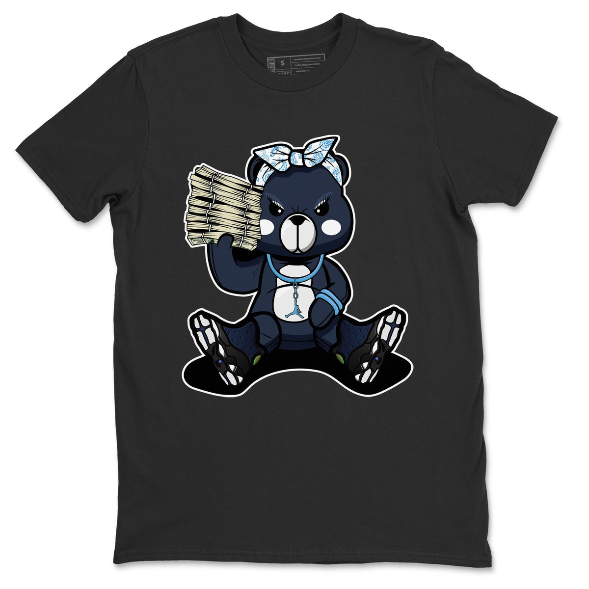 Jordan 13 Brave Blue Sneaker Matching T-Shirt Bad Baby Bear Sneaker Tees Jordan 13 Brave Blue Sneaker Release Tees Crew Neck Tees