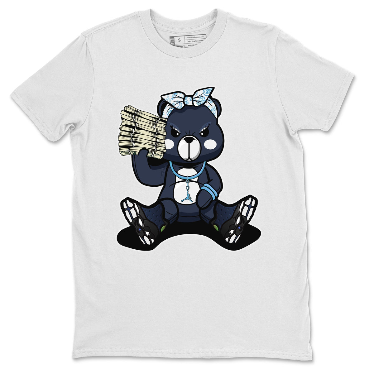 Jordan 13 Brave Blue Sneaker Matching T-Shirt Bad Baby Bear Sneaker Tees Jordan 13 Brave Blue Sneaker Release Tees Crew Neck Tees