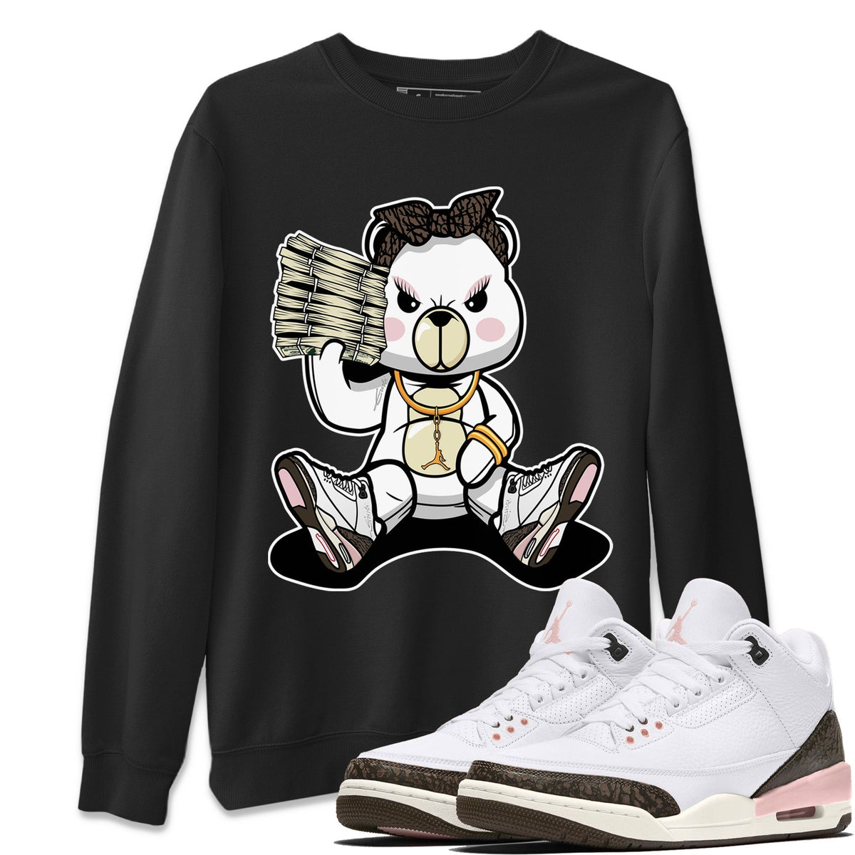 Jordan 3 Atmosphere Sneaker Matching T-Shirt Bad Baby Bear Sneaker Tees Jordan 3 Atmosphere Sneaker Release Tees Crew Neck Tees
