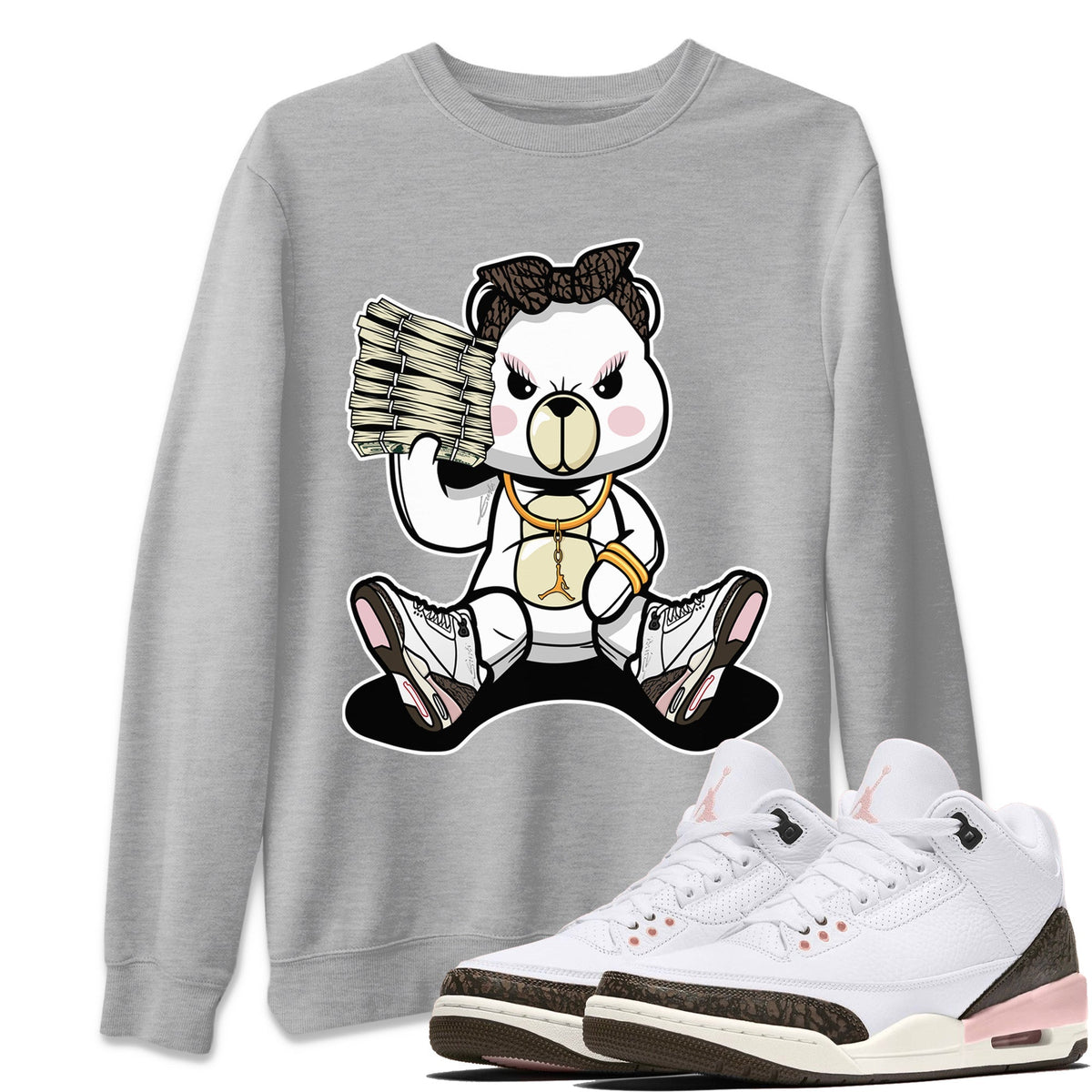 Jordan 3 Atmosphere Sneaker Matching T-Shirt Bad Baby Bear Sneaker Tees Jordan 3 Atmosphere Sneaker Release Tees Crew Neck Tees
