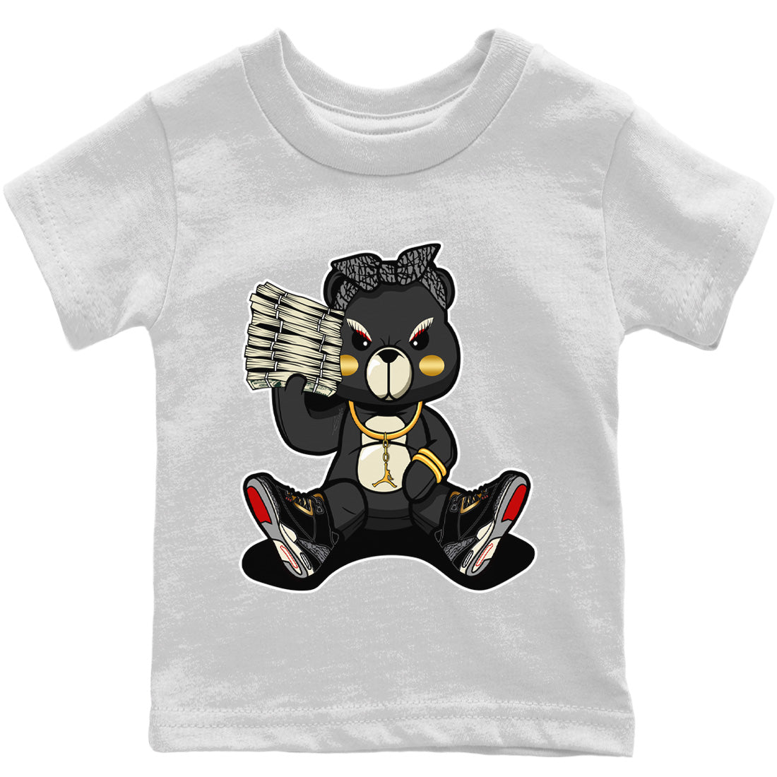 Jordan 3 Black Gold Sneaker Matching T-Shirt Bad Baby Bear Sneaker Tees Jordan 3 Black Gold Sneaker Release Tees Kids Shirts