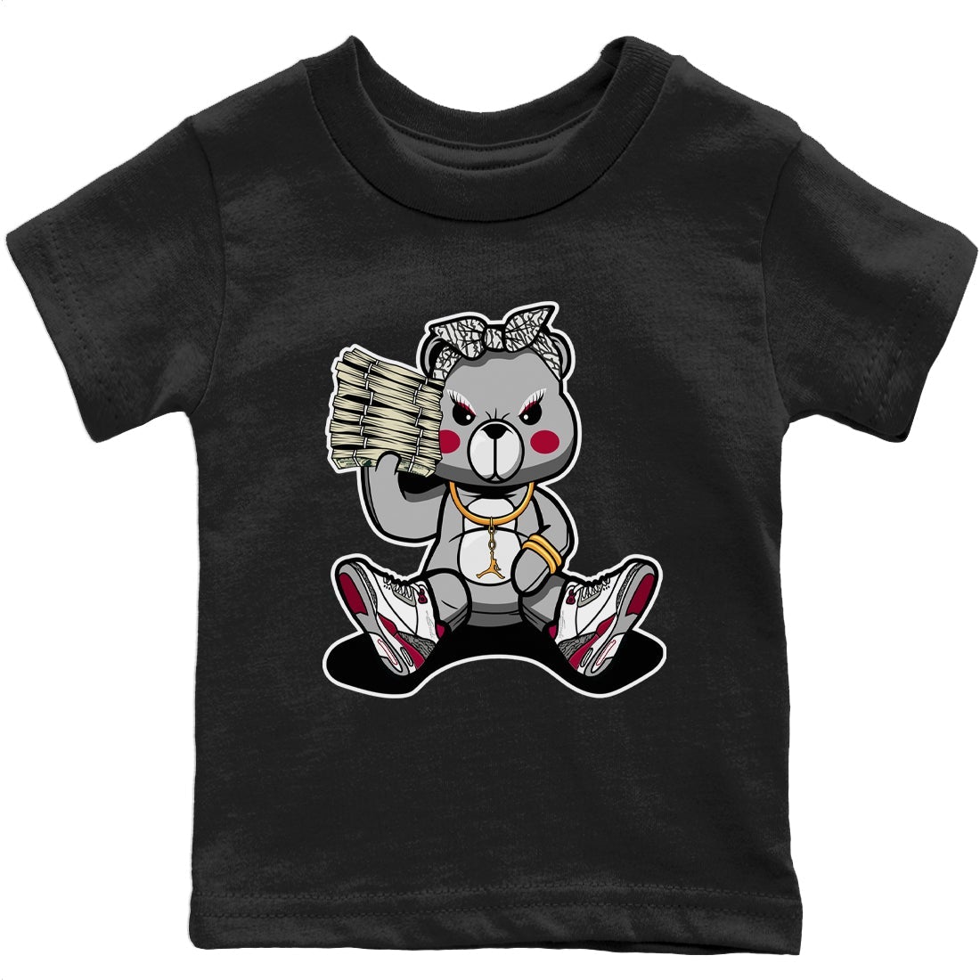 Jordan 3 Cardinal Sneaker Matching T-Shirt Bad Baby Bear Sneaker Tees Jordan 3 Cardinal Sneaker Release Tees Kids Shirts