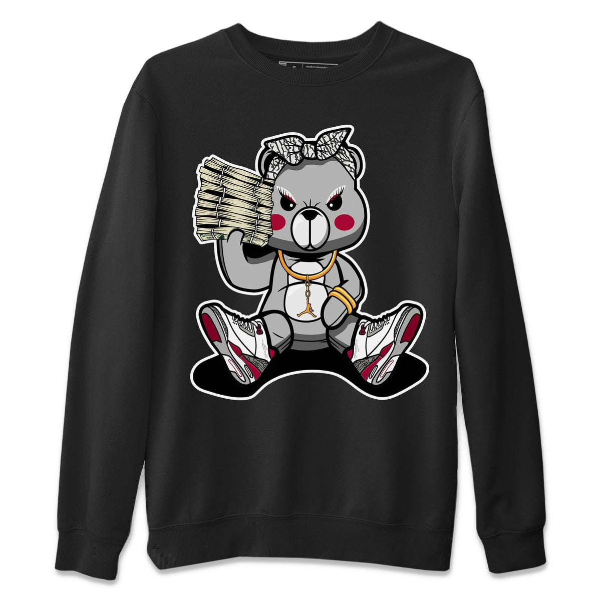 Jordan 3 Cardinal Sneaker Matching T-Shirt Bad Baby Bear Sneaker Tees Jordan 3 Cardinal Sneaker Release Tees Crew Neck Tees