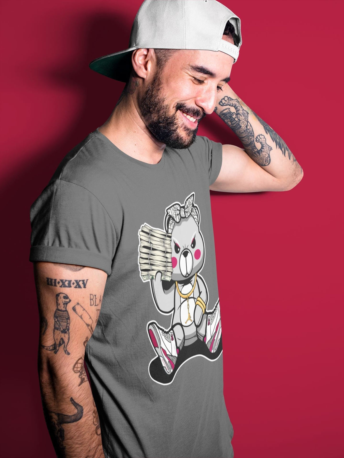 Jordan 3 Cardinal Sneaker Matching T-Shirt Bad Baby Bear Sneaker Tees Jordan 3 Cardinal Sneaker Release Tees Crew Neck Tees