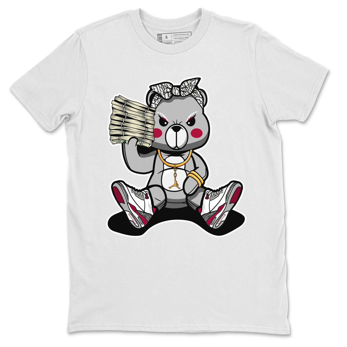 Jordan 3 Cardinal Sneaker Matching T-Shirt Bad Baby Bear Sneaker Tees Jordan 3 Cardinal Sneaker Release Tees Crew Neck Tees