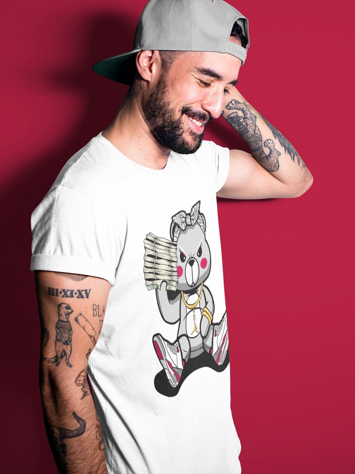Jordan 3 Cardinal Sneaker Matching T-Shirt Bad Baby Bear Sneaker Tees Jordan 3 Cardinal Sneaker Release Tees Crew Neck Tees