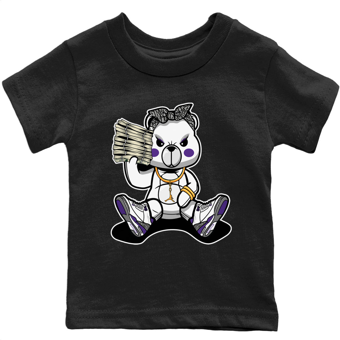Jordan 3 Dark Iris Sneaker Matching T-Shirt Bad Baby Bear Sneaker Tees Jordan 3 Dark Iris Sneaker Release Tees Kids Shirts