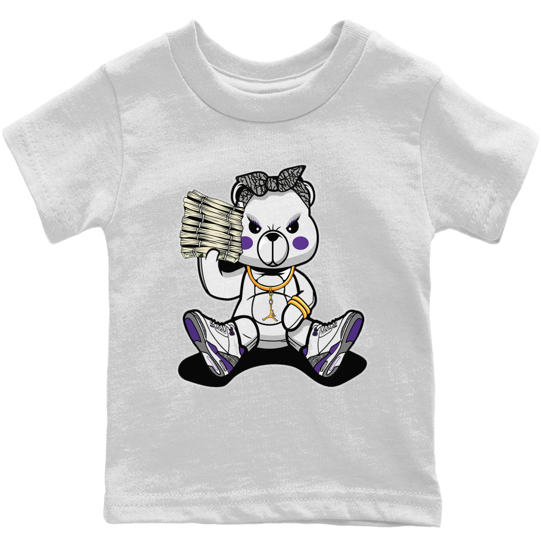 Jordan 3 Dark Iris Sneaker Matching T-Shirt Bad Baby Bear Sneaker Tees Jordan 3 Dark Iris Sneaker Release Tees Kids Shirts