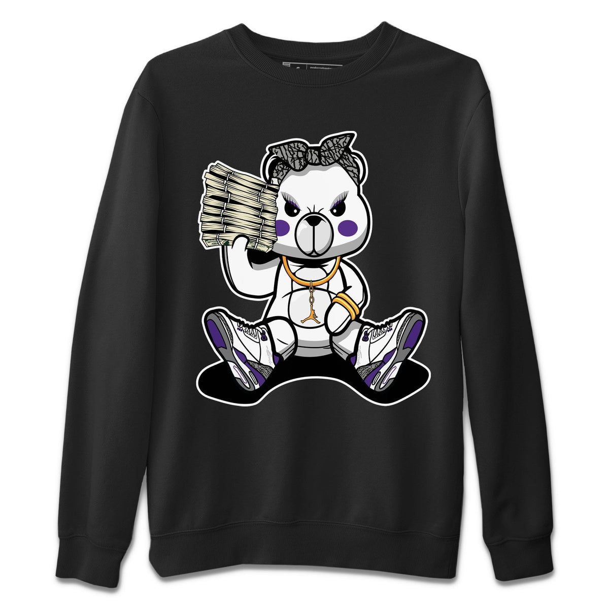 Jordan 3 Dark Iris Sneaker Matching T-Shirt Bad Baby Bear Sneaker Tees Jordan 3 Dark Iris Sneaker Release Tees Crew Neck Tees