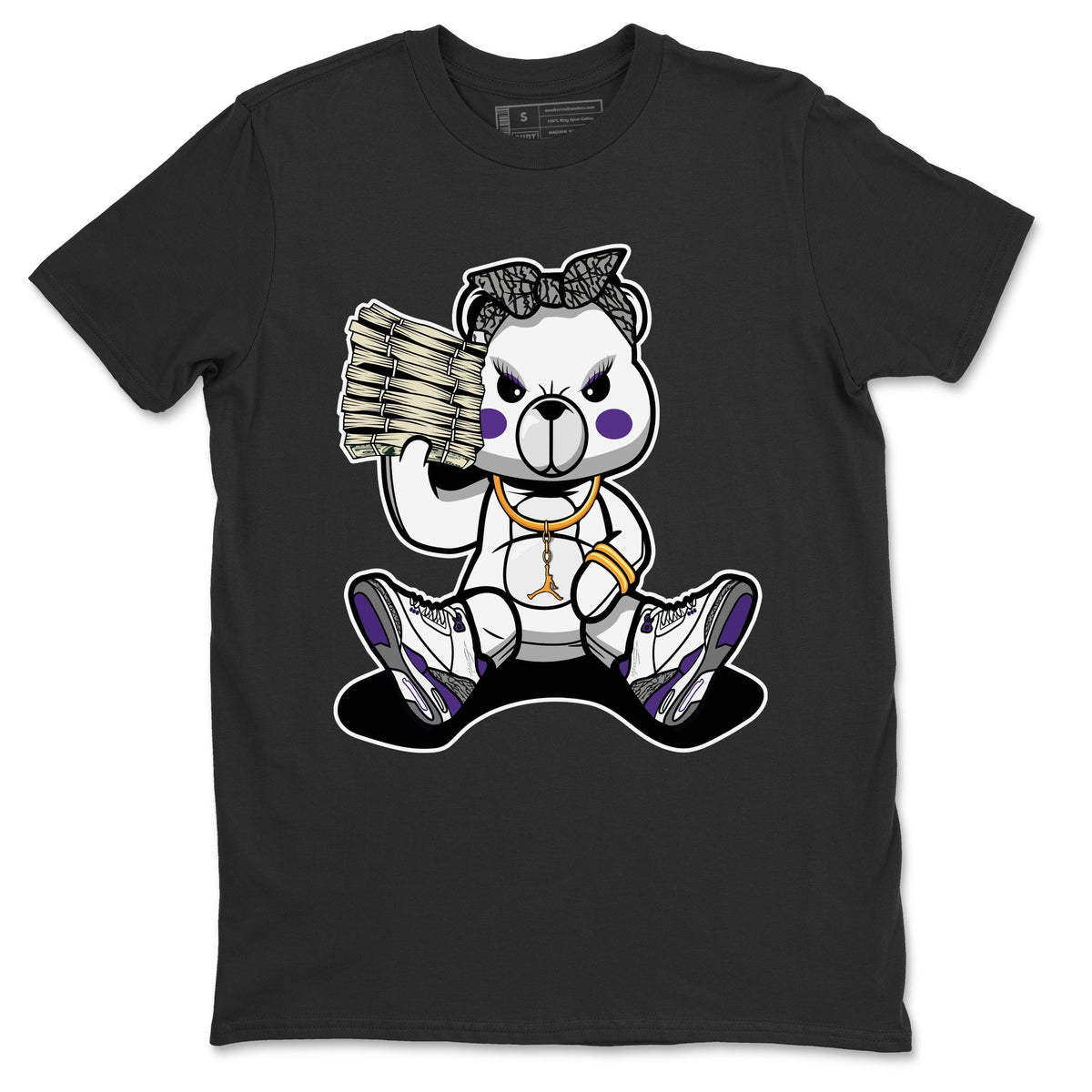 Jordan 3 Dark Iris Sneaker Matching T-Shirt Bad Baby Bear Sneaker Tees Jordan 3 Dark Iris Sneaker Release Tees Crew Neck Tees