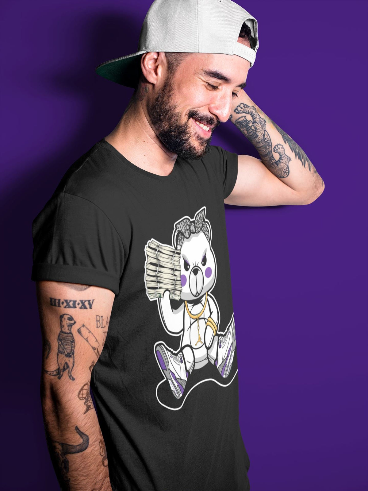 Jordan 3 Dark Iris Sneaker Matching T-Shirt Bad Baby Bear Sneaker Tees Jordan 3 Dark Iris Sneaker Release Tees Crew Neck Tees