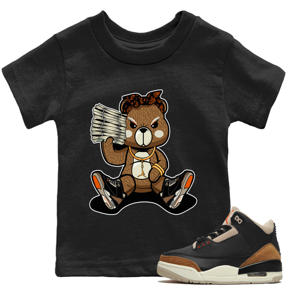 Jordan 3 Desert Elephant Sneaker Matching T-Shirt Bad Baby Bear Sneaker Tees Jordan 3 Desert Elephant Sneaker Release Tees Kids Shirts
