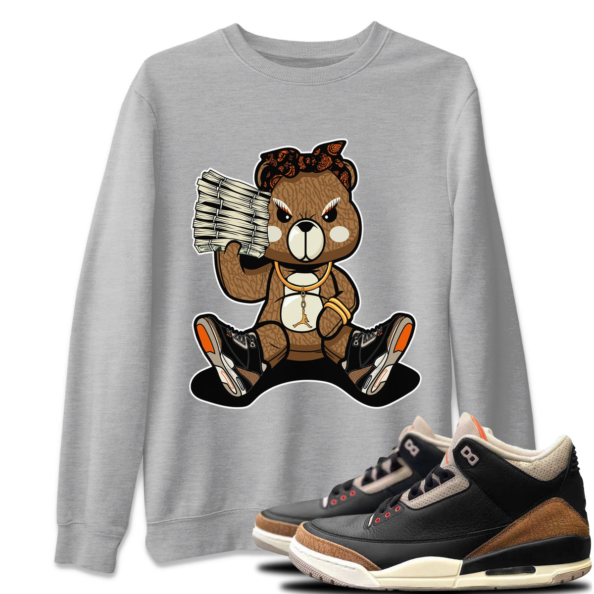 Jordan 3 Desert Elephant Sneaker Matching T-Shirt Bad Baby Bear Sneaker Tees Jordan 3 Desert Elephant Sneaker Release Tees Crew Neck Tees