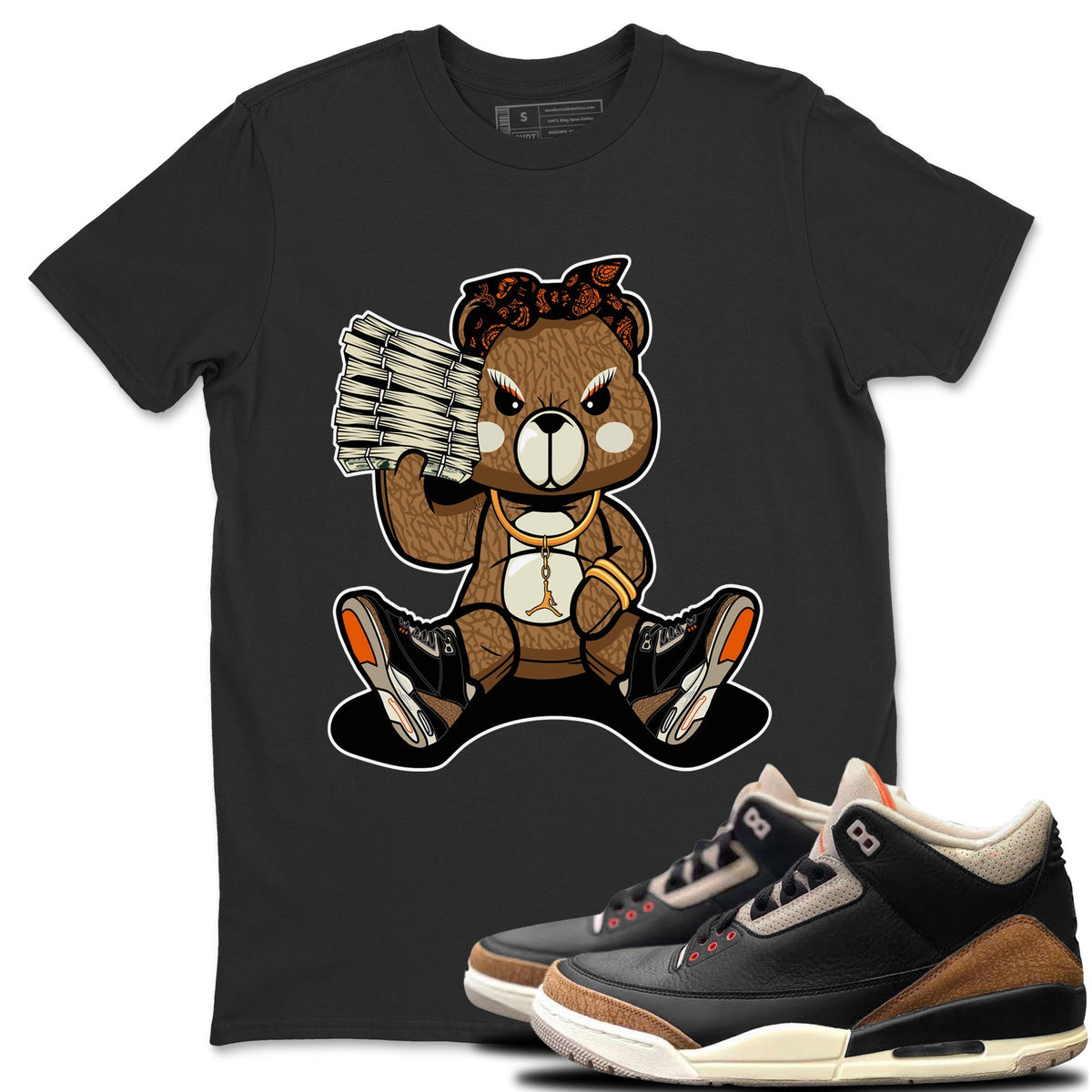 Jordan 3 Desert Elephant Sneaker Matching T-Shirt Bad Baby Bear Sneaker Tees Jordan 3 Desert Elephant Sneaker Release Tees Crew Neck Tees
