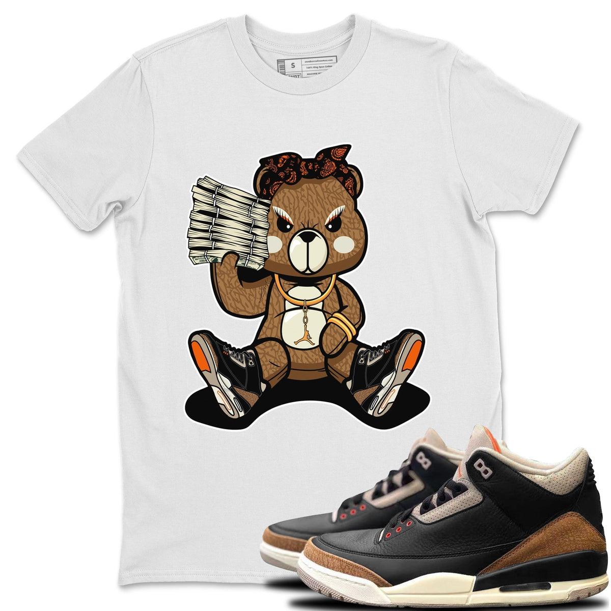Jordan 3 Desert Elephant Sneaker Matching T-Shirt Bad Baby Bear Sneaker Tees Jordan 3 Desert Elephant Sneaker Release Tees Crew Neck Tees