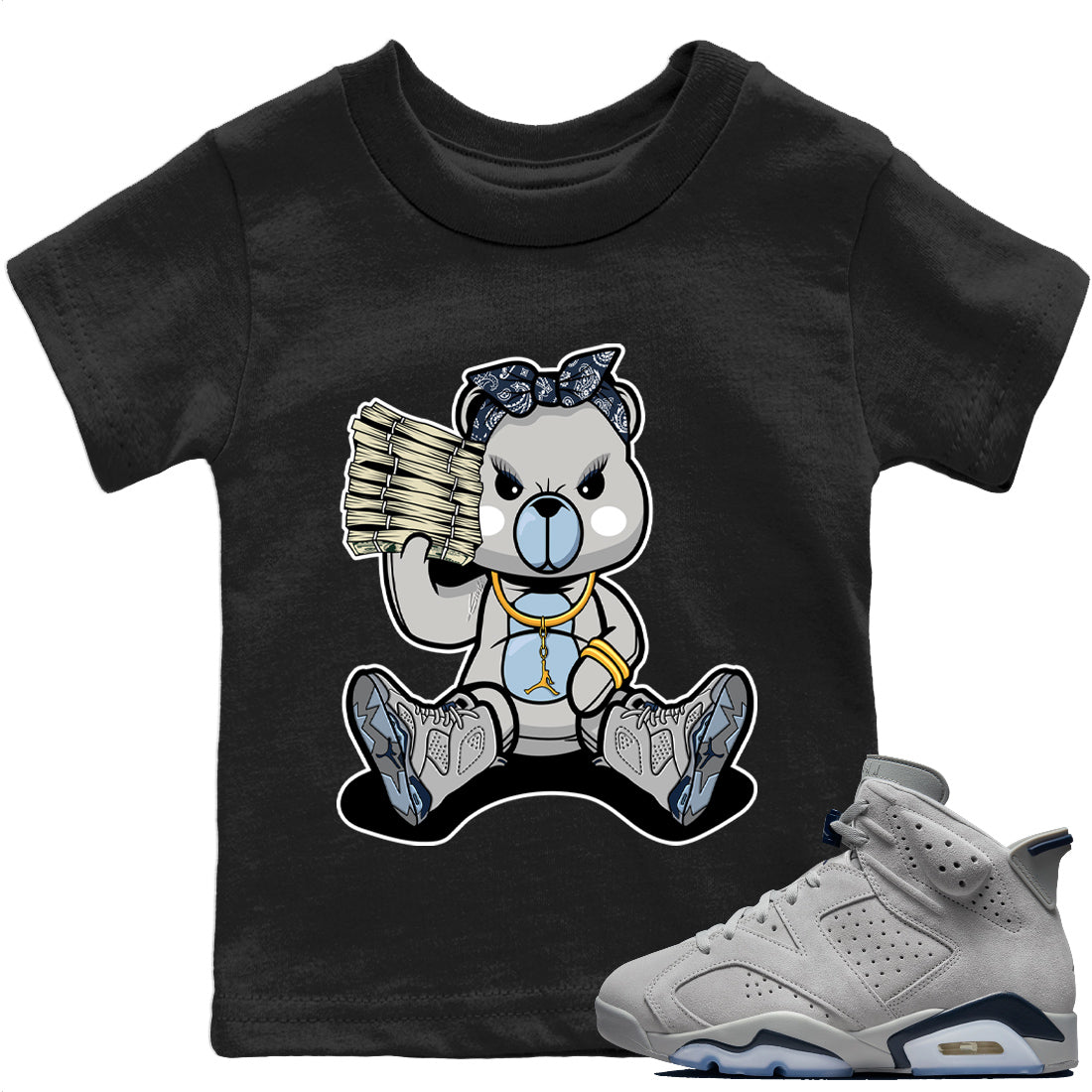 Jordan 6 Georgetown Sneaker Matching T-Shirt Bad Baby Bear Sneaker Tees Jordan 6 Georgetown Sneaker Release Tees Kids Shirts