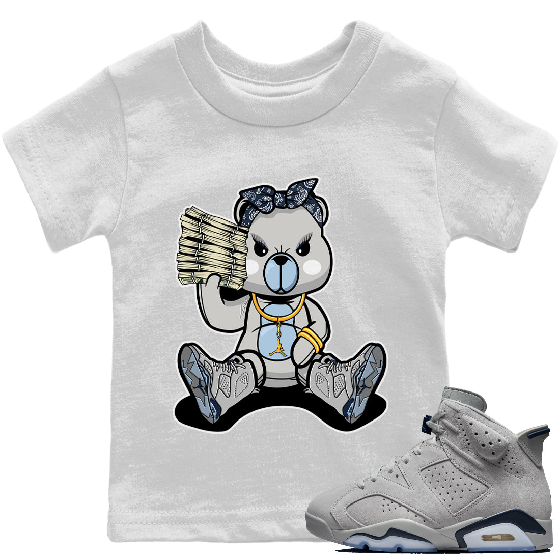 Jordan 6 Georgetown Sneaker Matching T-Shirt Bad Baby Bear Sneaker Tees Jordan 6 Georgetown Sneaker Release Tees Kids Shirts