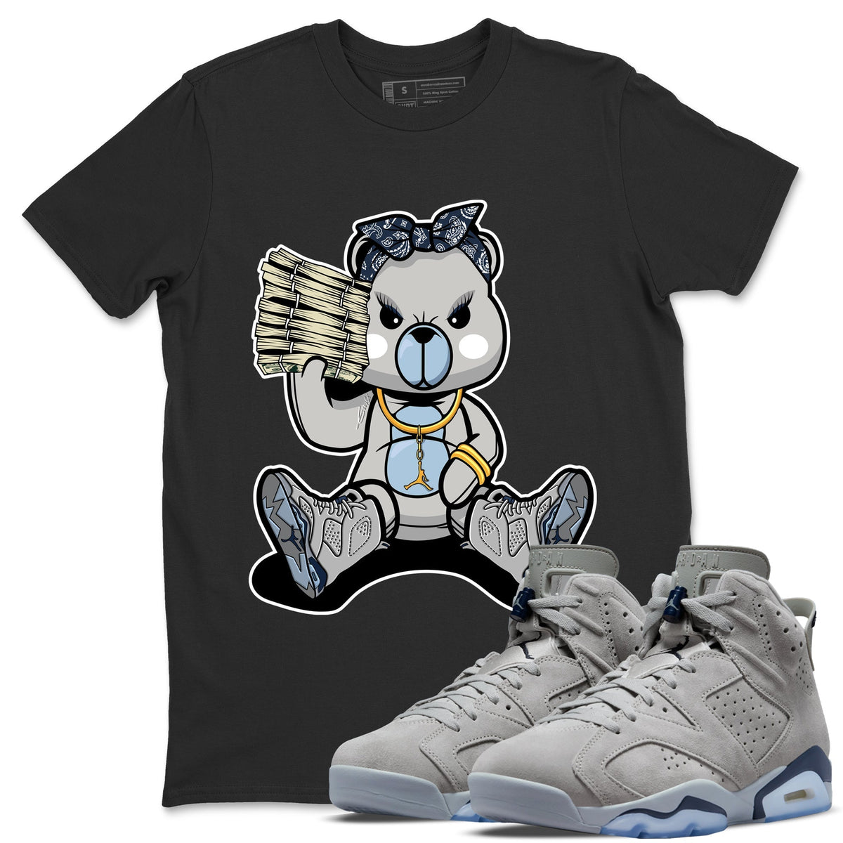 Jordan 6 Georgetown Sneaker Matching T-Shirt Bad Baby Bear Sneaker Tees Jordan 6 Georgetown Sneaker Release Tees Crew Neck Tees
