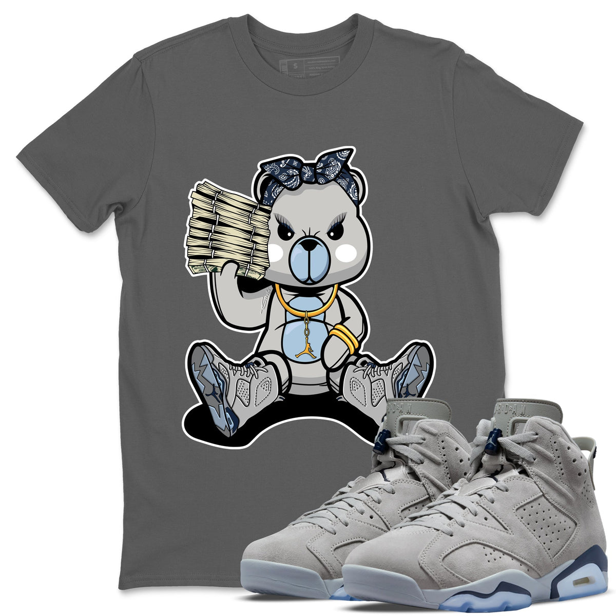 Jordan 6 Georgetown Sneaker Matching T-Shirt Bad Baby Bear Sneaker Tees Jordan 6 Georgetown Sneaker Release Tees Crew Neck Tees