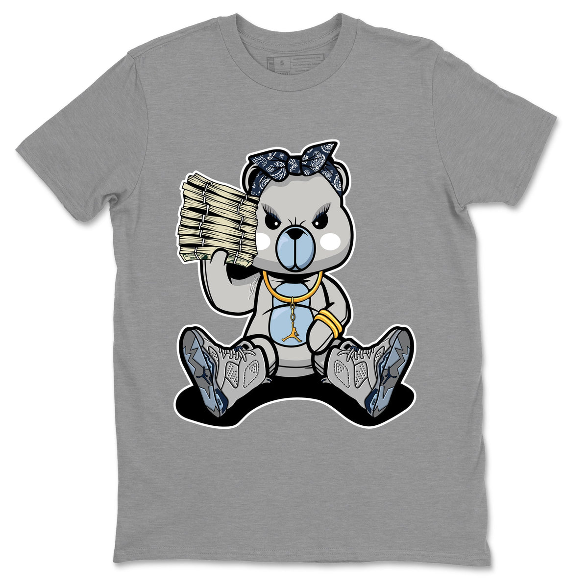 Jordan 6 Georgetown Sneaker Matching T-Shirt Bad Baby Bear Sneaker Tees Jordan 6 Georgetown Sneaker Release Tees Crew Neck Tees