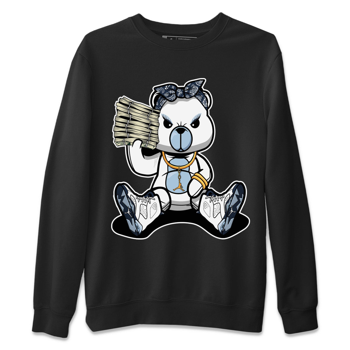 Jordan 6 Midnight Navy Sneaker Matching T-Shirt Bad Baby Bear Sneaker Tees Jordan 6 Midnight Navy Sneaker Release Tees Crew Neck Tees