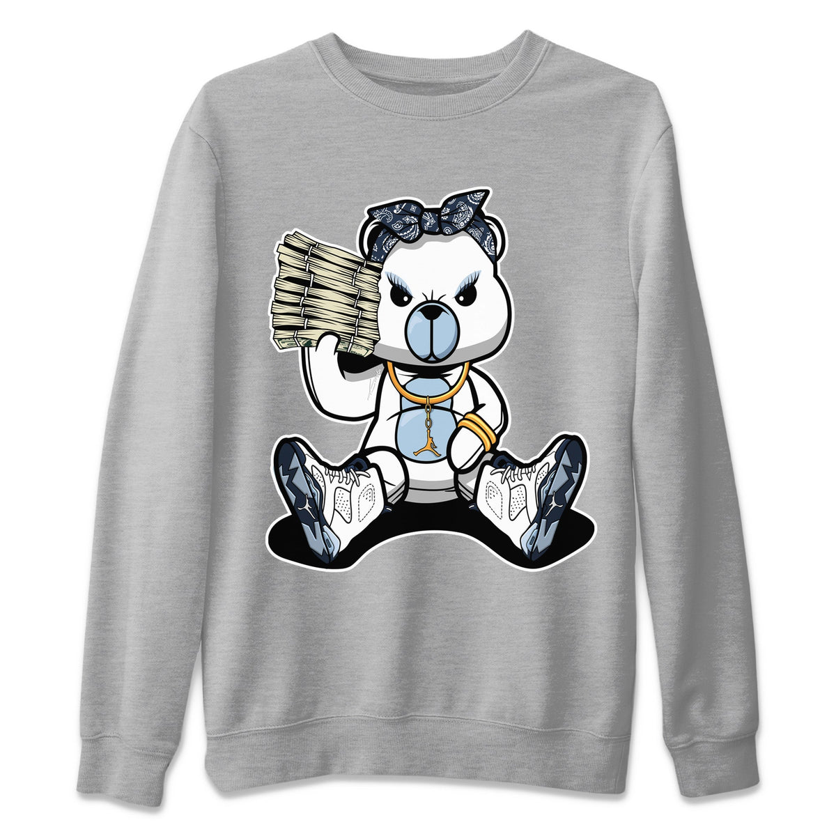 Jordan 6 Midnight Navy Sneaker Matching T-Shirt Bad Baby Bear Sneaker Tees Jordan 6 Midnight Navy Sneaker Release Tees Crew Neck Tees